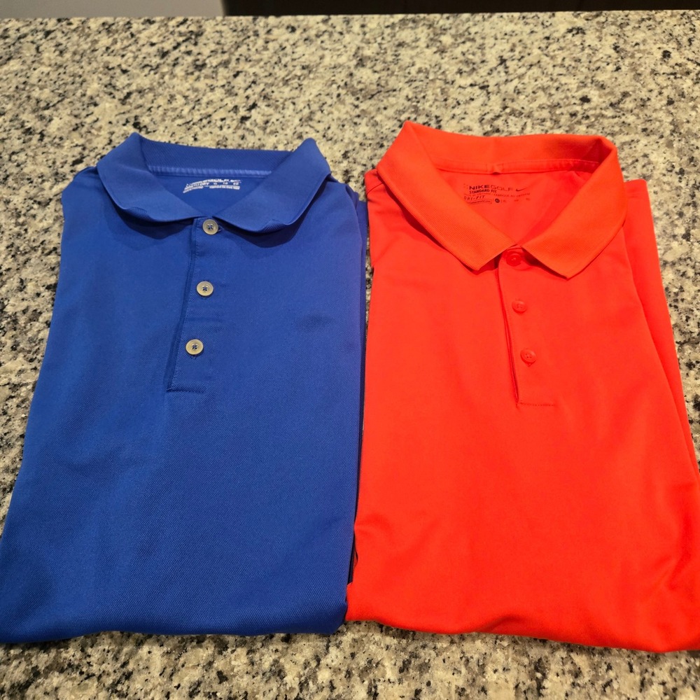 Nike‎ Golf Polo Shirt Bundle lot Mens XL Red Blue Dri-Fit Performance 2pk